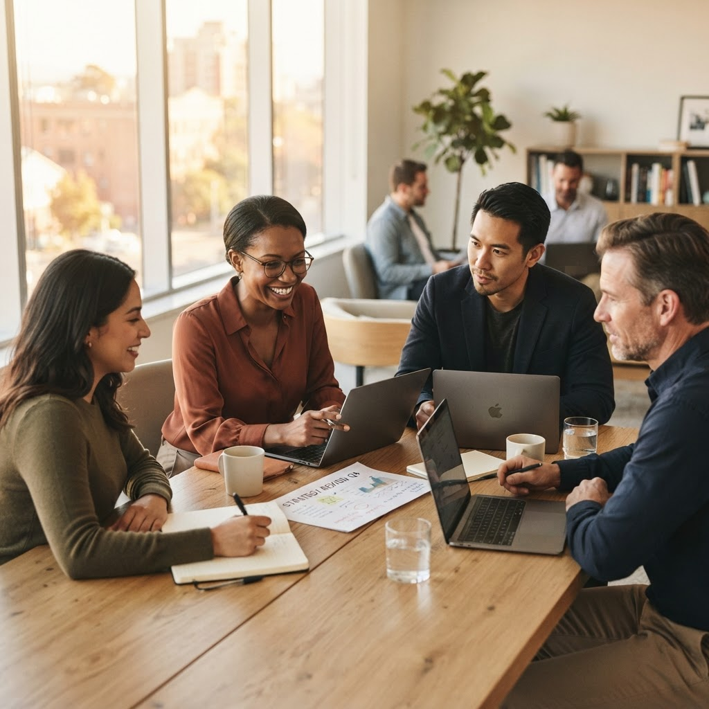 Panalabs consultants collaborating with a small business team